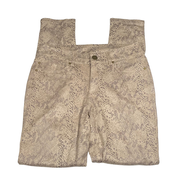 Tribal Pants Womens 4 Light Tan Snake Print Skinny Animal Pattern Stretch New - Picture 2 of 10